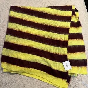 Striped Yellow and Brown Knit Scarf